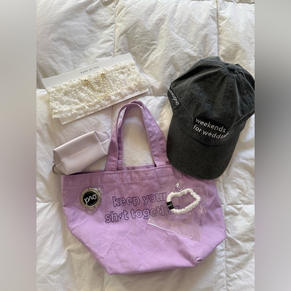 Bridal Stocking Stuffers - hat, tote, mini pouch, hair tie, garter, purse holder